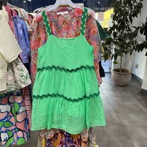 Meet me in Santorini Green Tiered Mini Dress